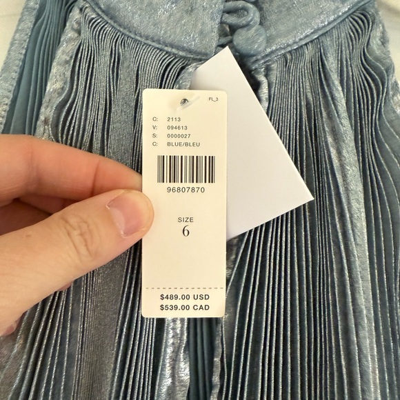 NWT L'IDÉE MYSTIQUE PLEATED SHIMMER MAXI DRESS - Picture 7 of 7